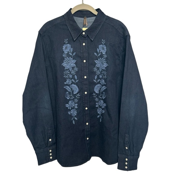 NWT Stetson Embrodiered Dark Denim Snap Front Shirt Sz XL - Picture 2 of 14